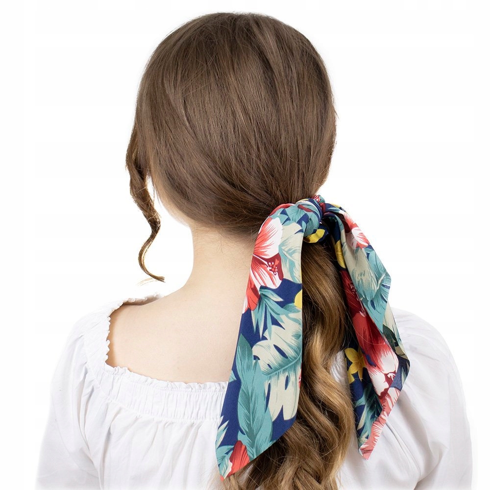 

Gumka Do Włosów scrunchies Apaszka kokarda Kwiaty