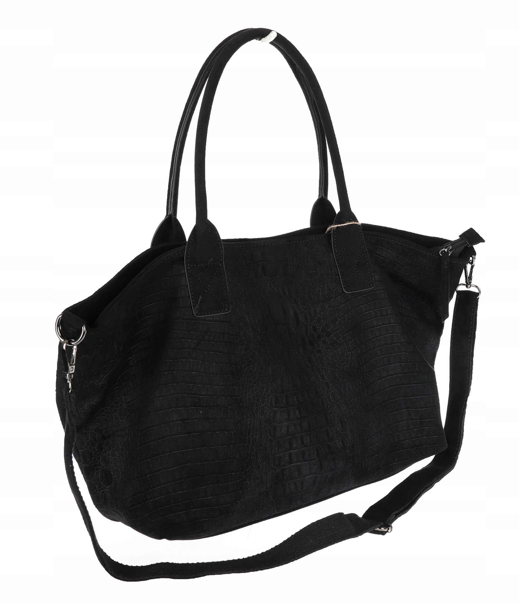 Dámská shopper kabelka semišová módní lehká taška pásek L540 Černá