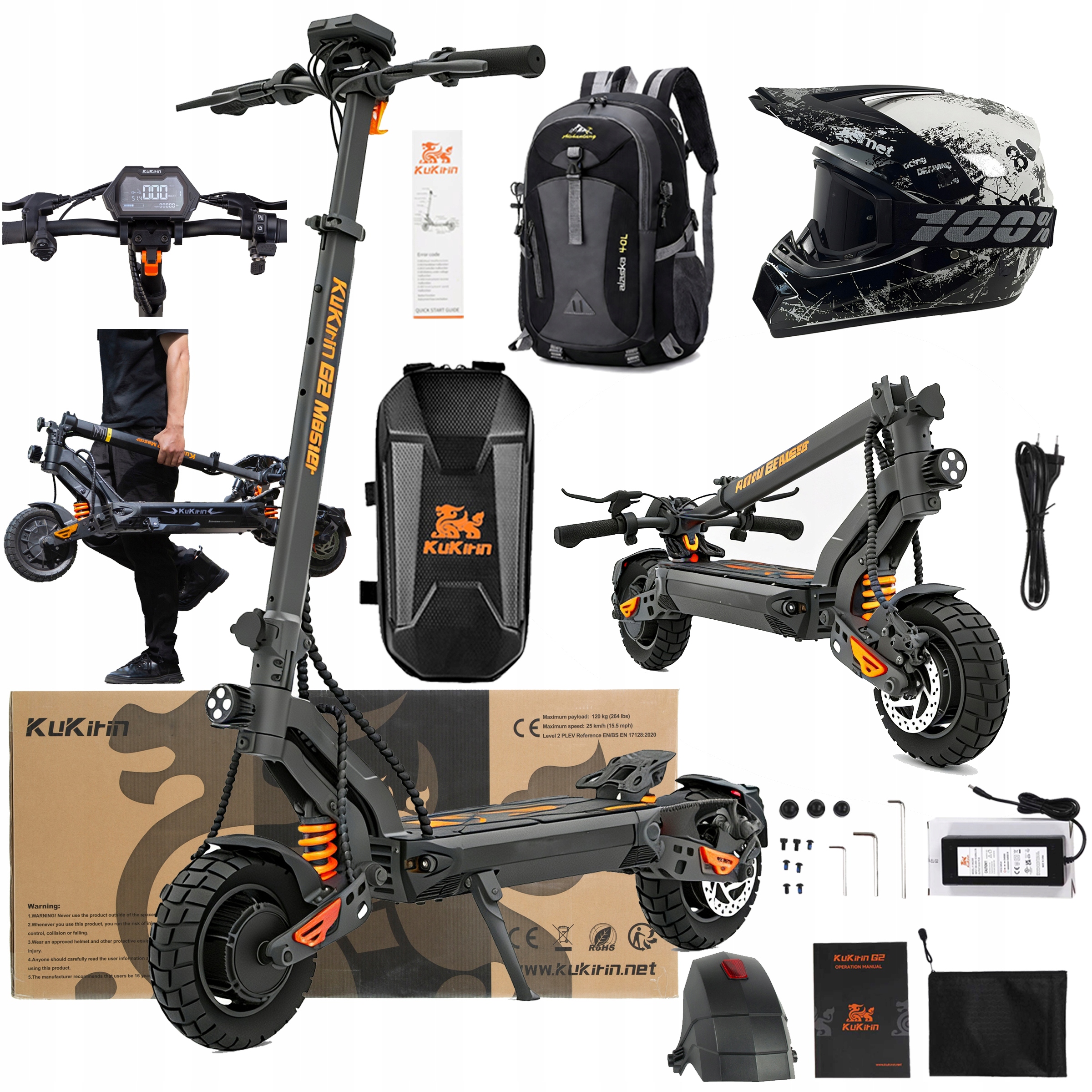 KuKirin G2 Master terenowy 2000W 52V 20,8AH 60KM/H 70KM 10" +3Prezentów Pl