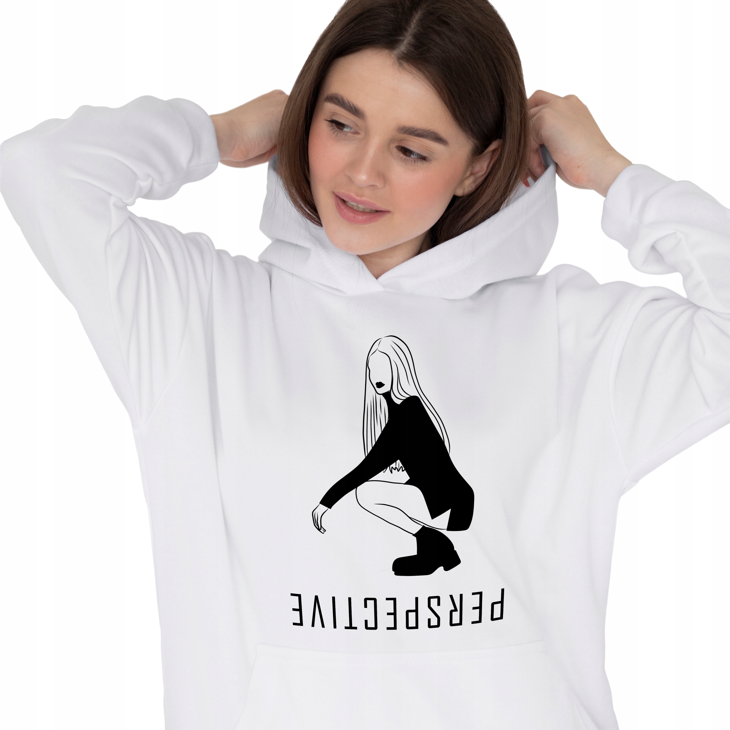 Mikina Bílá S Kapucí Ženské vzory M