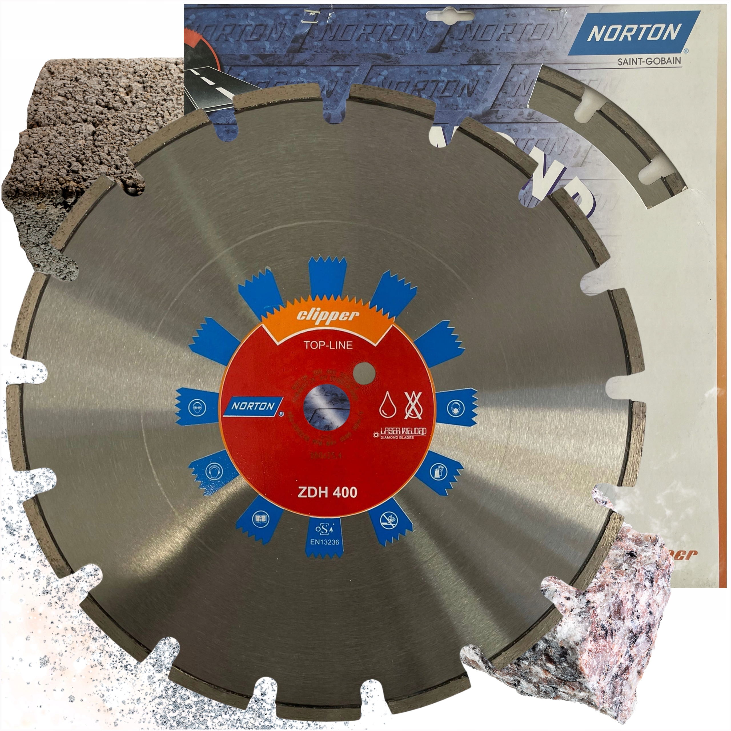 Diamantový Kotouč Norton Clipper Ozbrojený beton Keramika Asfalt 350 mm