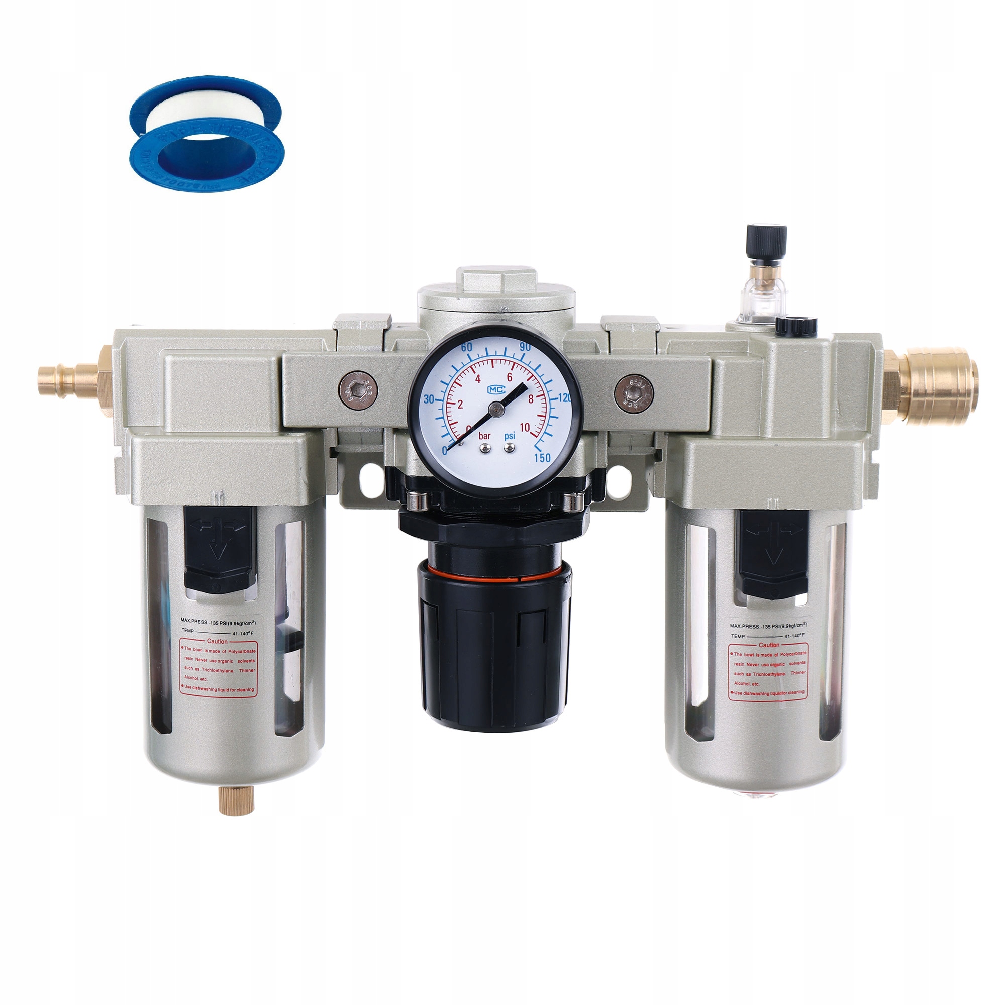 Filtr Odvodňovač Reduktor Naolejovač vzduchu 1/2" Pneumatický Spojky