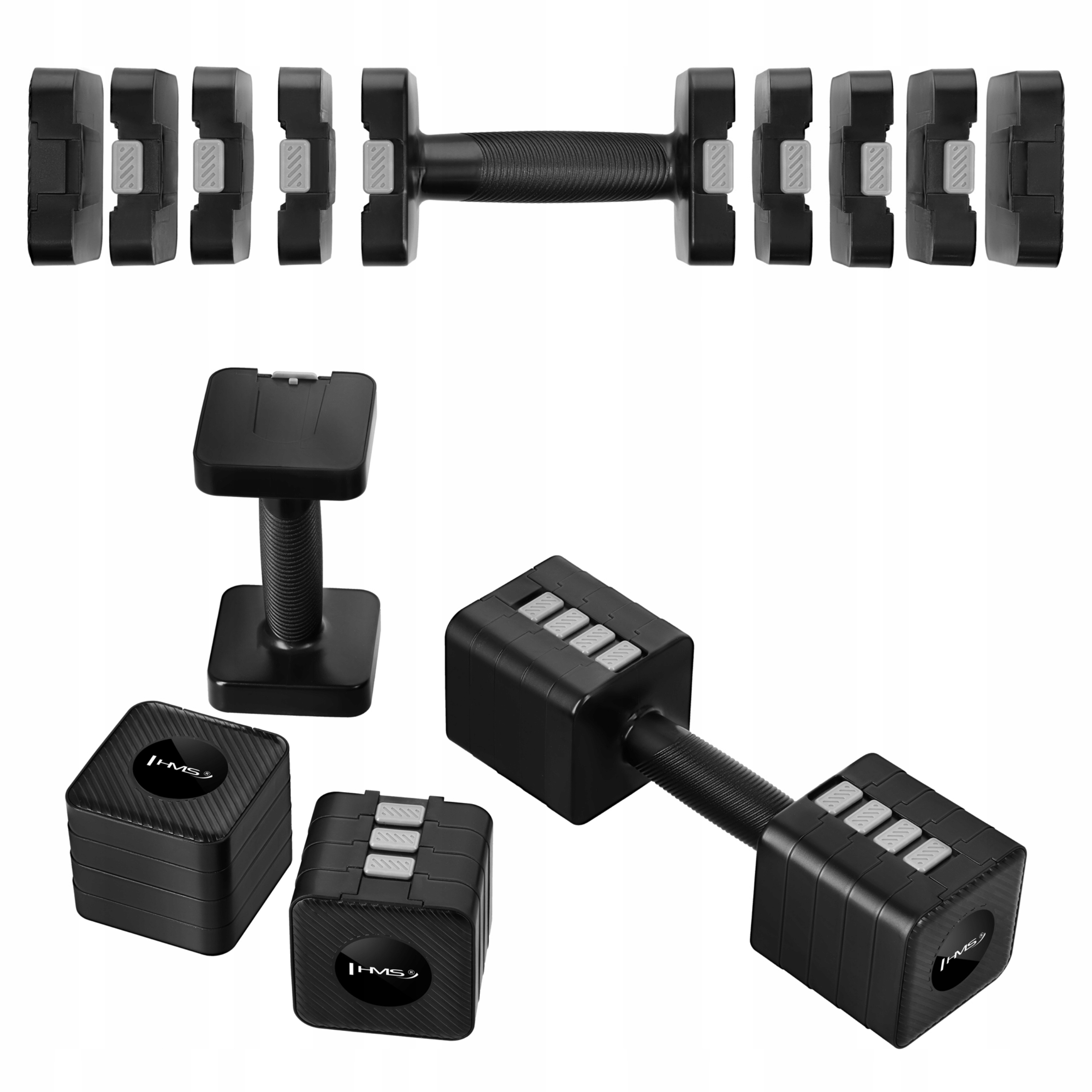 Čtvercové činky nastavitelné Hms 2x5 kg Závaží pro fitness pumpy