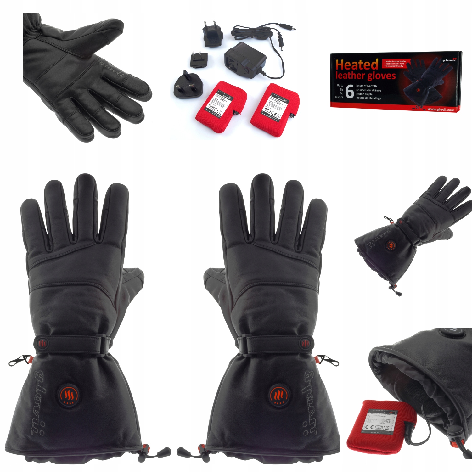 Kožené Vyhřívané Rukavice Glovii Kožené Dotyk Velikost XL GS5XL