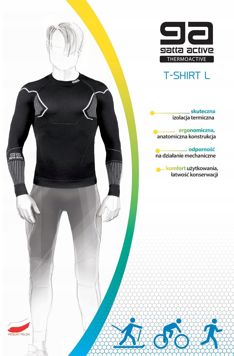 Koszulka Gatta 43014 Mount Basic Thermoactive L-3XL XXL black-grey