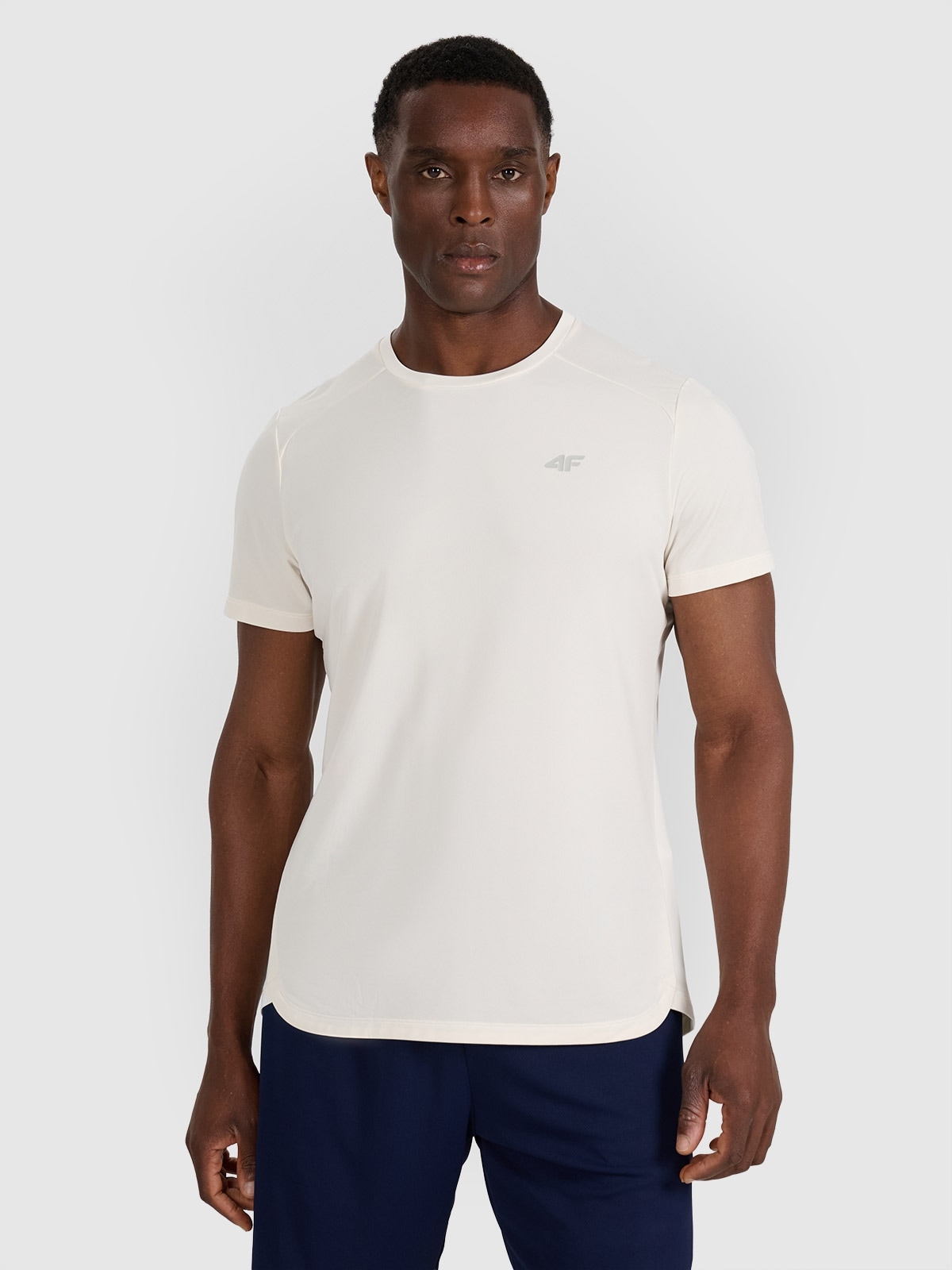 T-shirt Męski Treningowy 4F Szybkoschnący Ecru TFTSM1459 S