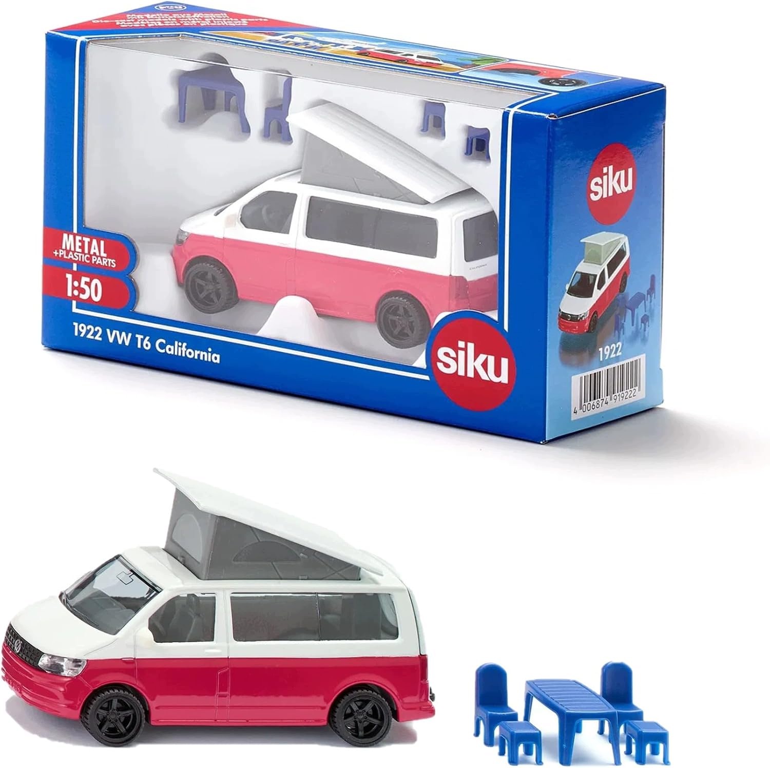 Siku 1922 Vw T6 California Kamper 1:50 metal czerwony/biały