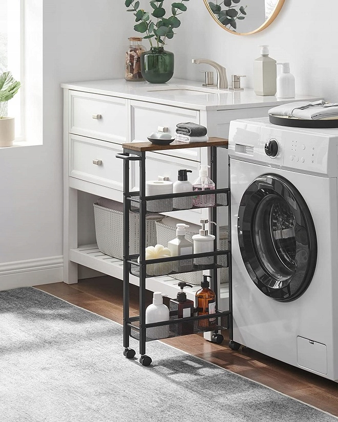 REGAŁ MOBILNY WÓZEK SZAFKA 4 PÓŁKI INDUSTRIALNY MOCNY Szerokość mebla 45 cm