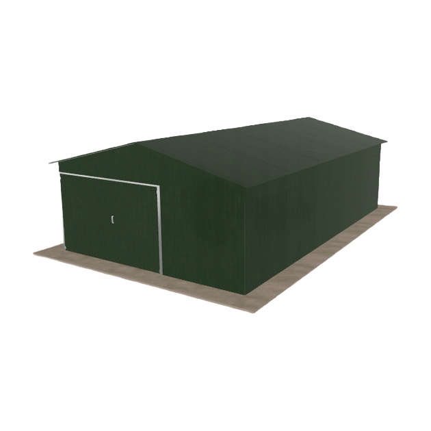 Plechová garáž 5x8 m jednopolohová, dvouspádová, zelená