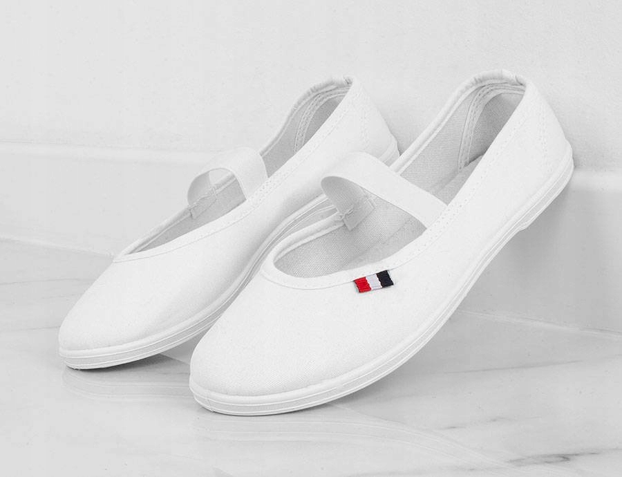 4839 BIAŁE WSUWANE TENISÓWKI CZESZKI BALERINKI 40 Rozmiar 40