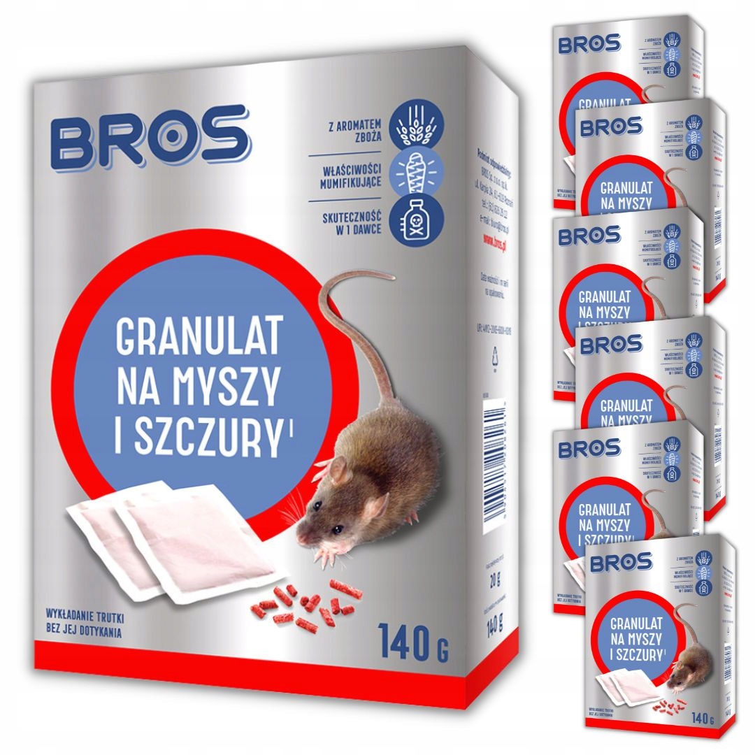 Granulat na myszy i szczury Bros 140 g x 7 sztuk