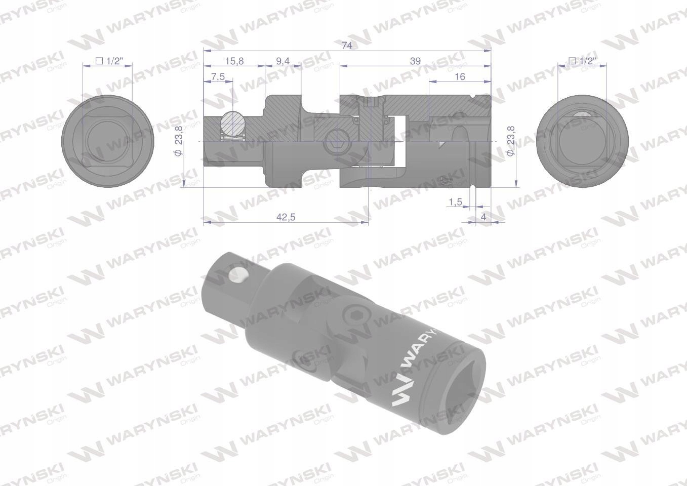 Przegub uniwersalny 1/2, Waryński