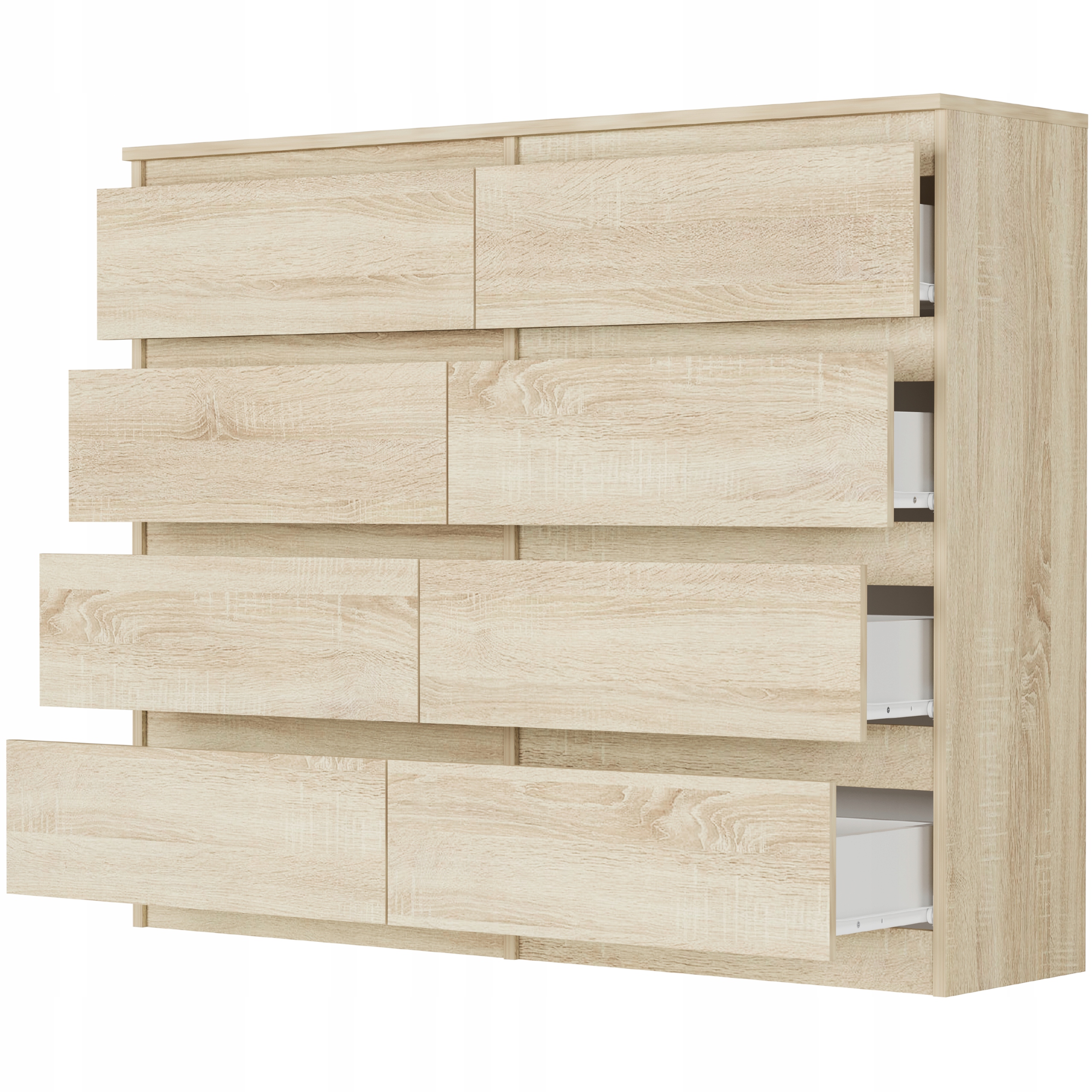 Nowoczesna KOMODA 120CM SZAFKA 8 SZUFLAD PL R-120-S8 SONOMA