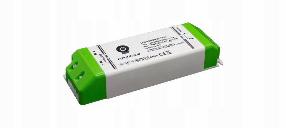 Led zdroj 24V/3,12A CV, slim plastové pouzdro Triac Dimming FTPC75V24-D