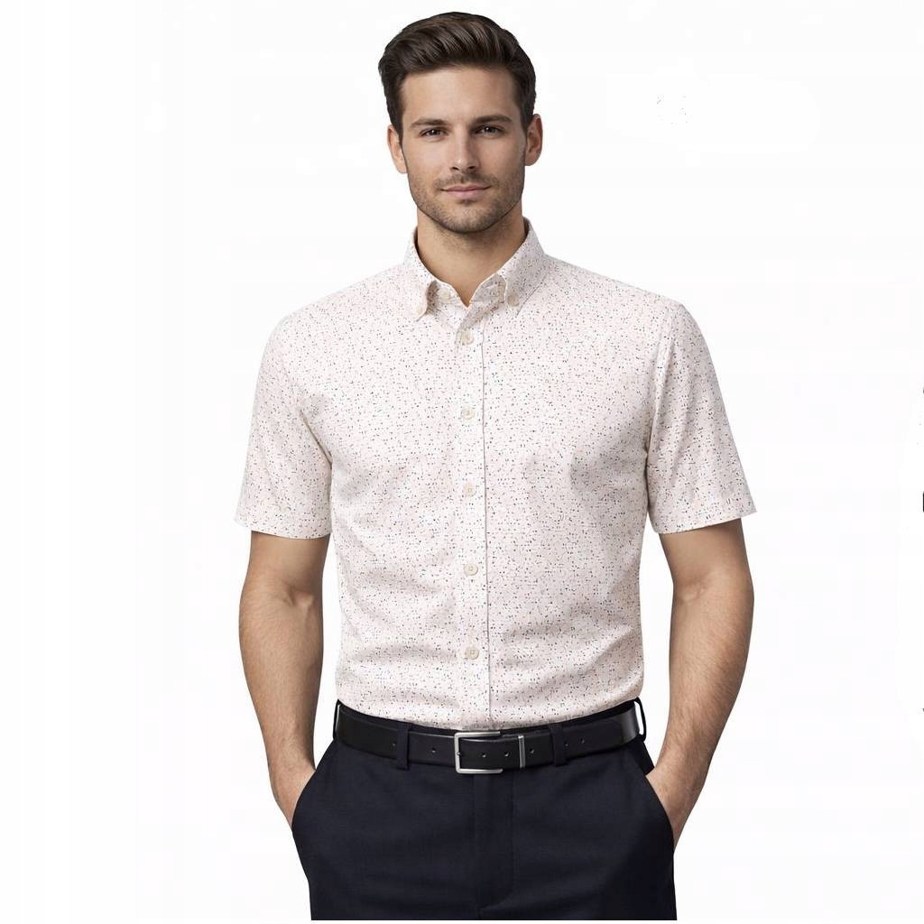 Ego Man košile pánská EKR238-4 regular fit krátký rukáv L béžová