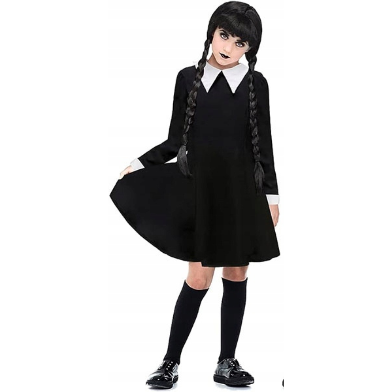 STRÓJ WEDNESDAY ADDAMS PRZEBRANIE SUKIENKA 110/116 W