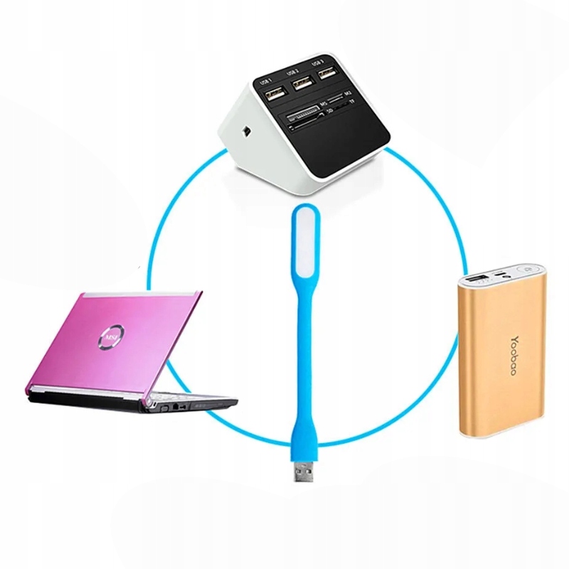 LAMPKA DO USB SILIKON 6 LED ENERGOOSZCZĘDNA DO KOMPUTERA - BLUE Producent bez marki