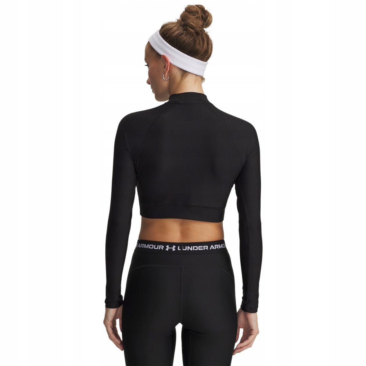 Damski longsleeve treningowy Under Armour HeatGear Crop Mock Ls Czarny L