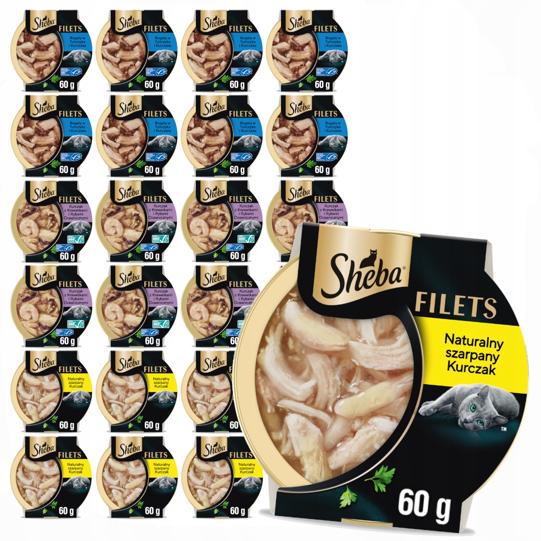 Levně Sheba Filets 24x60g Mokré Krmivo Pro Kočky Mix Chutí v omáčce