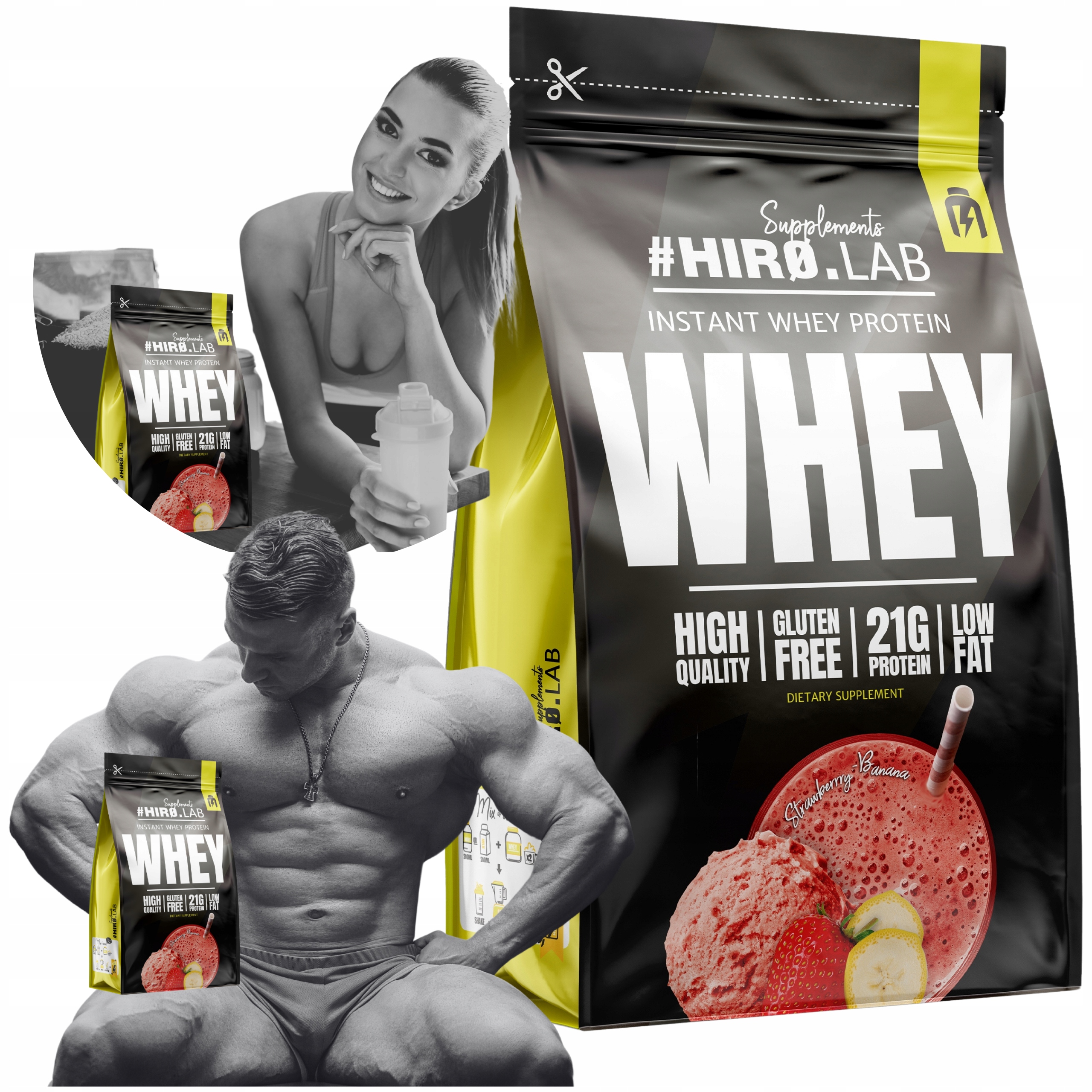 Protein Wpc Hiro.lab 750 g Jahoda Banán Whey Protein 25p