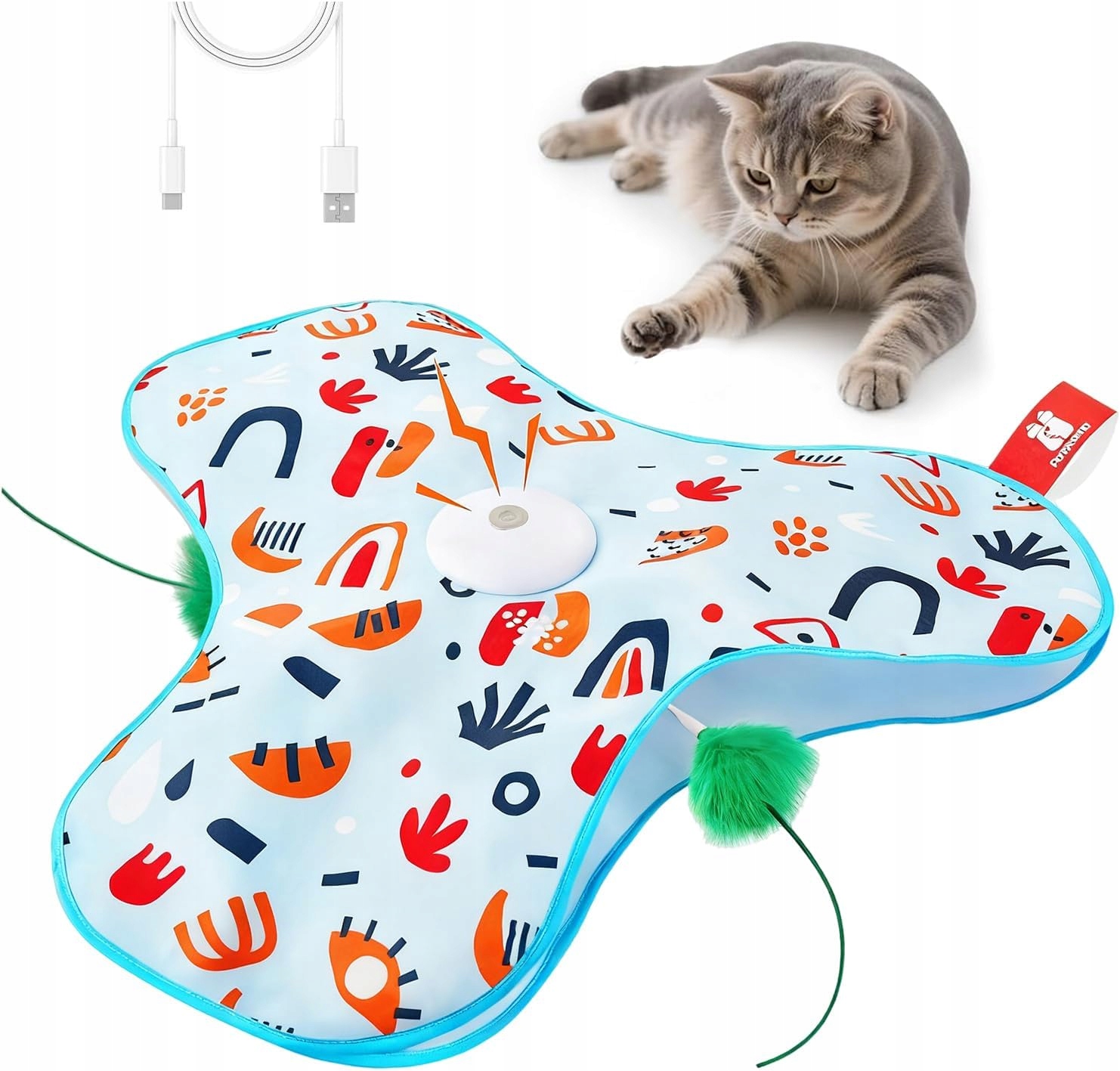 Levně Ideální hračka pro aktivní domácí kočky, povlak s květinovým vzorem