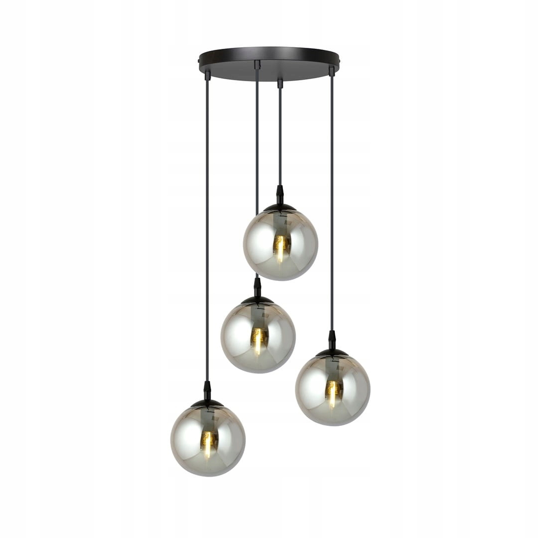 Závesná lampa stropné svietidlo Cosmo 4 čierny grafit priehľadné sklenené tienidlo loft