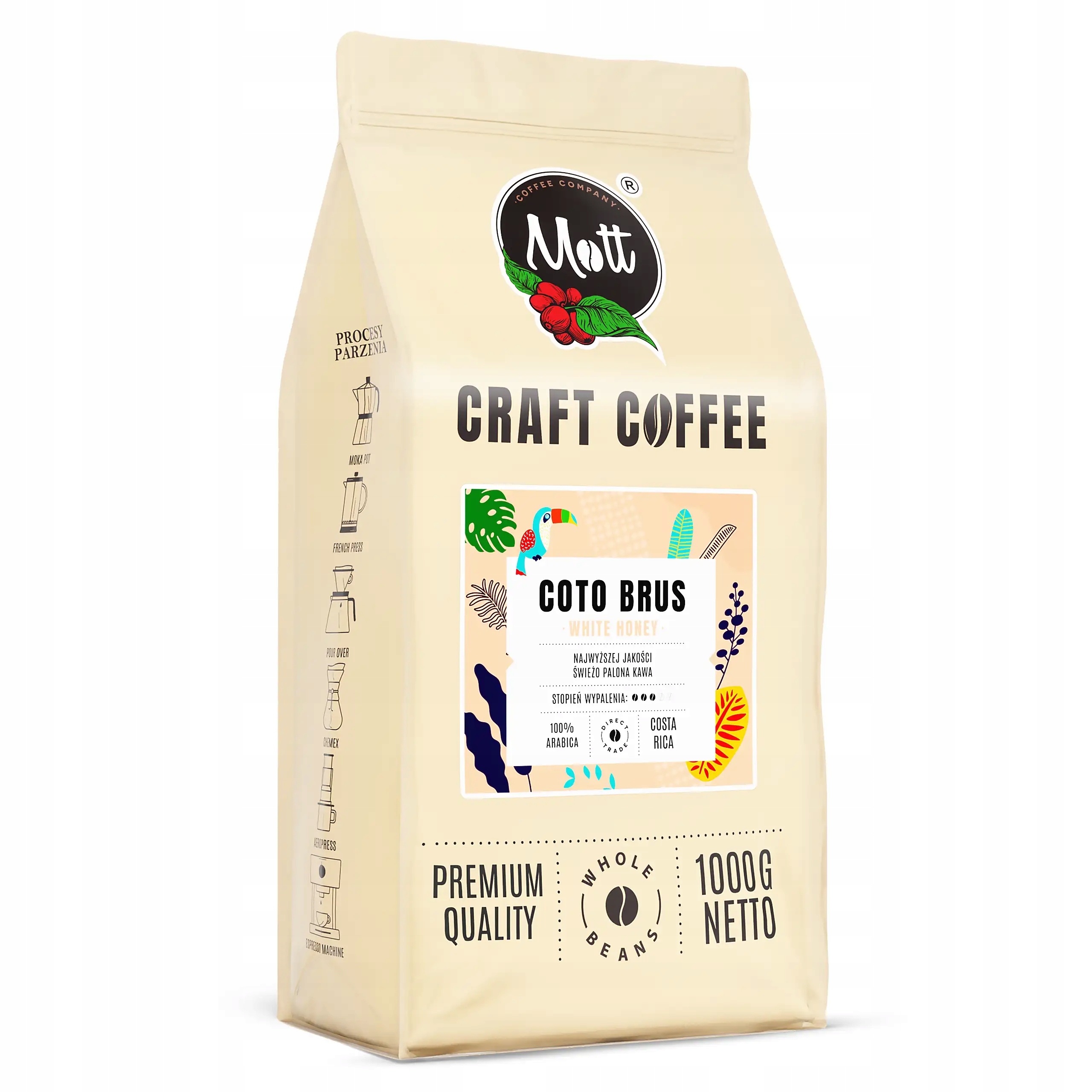 Kawa Ziarnista 1kg Speciality Kostaryka White Honey 100% Arabica Słodka Moc