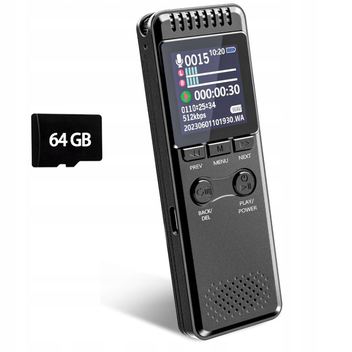 Špiónský Diktafon Mini Digitální Odpolech Malý Pendrive 64GB Profesionální