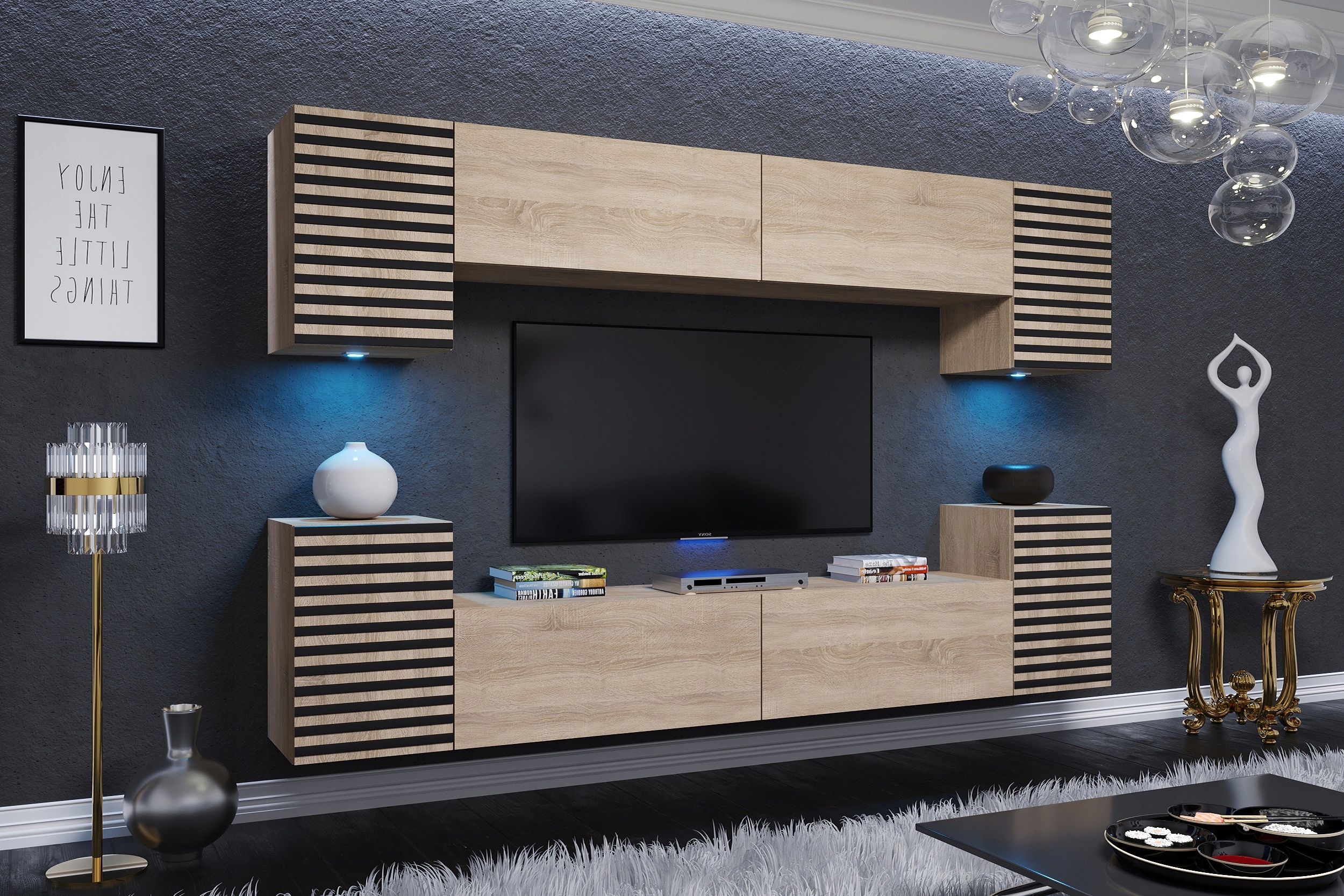 Zestaw meble szafka RTV do pokoju dziennego meblościanka regał salonu SIG1