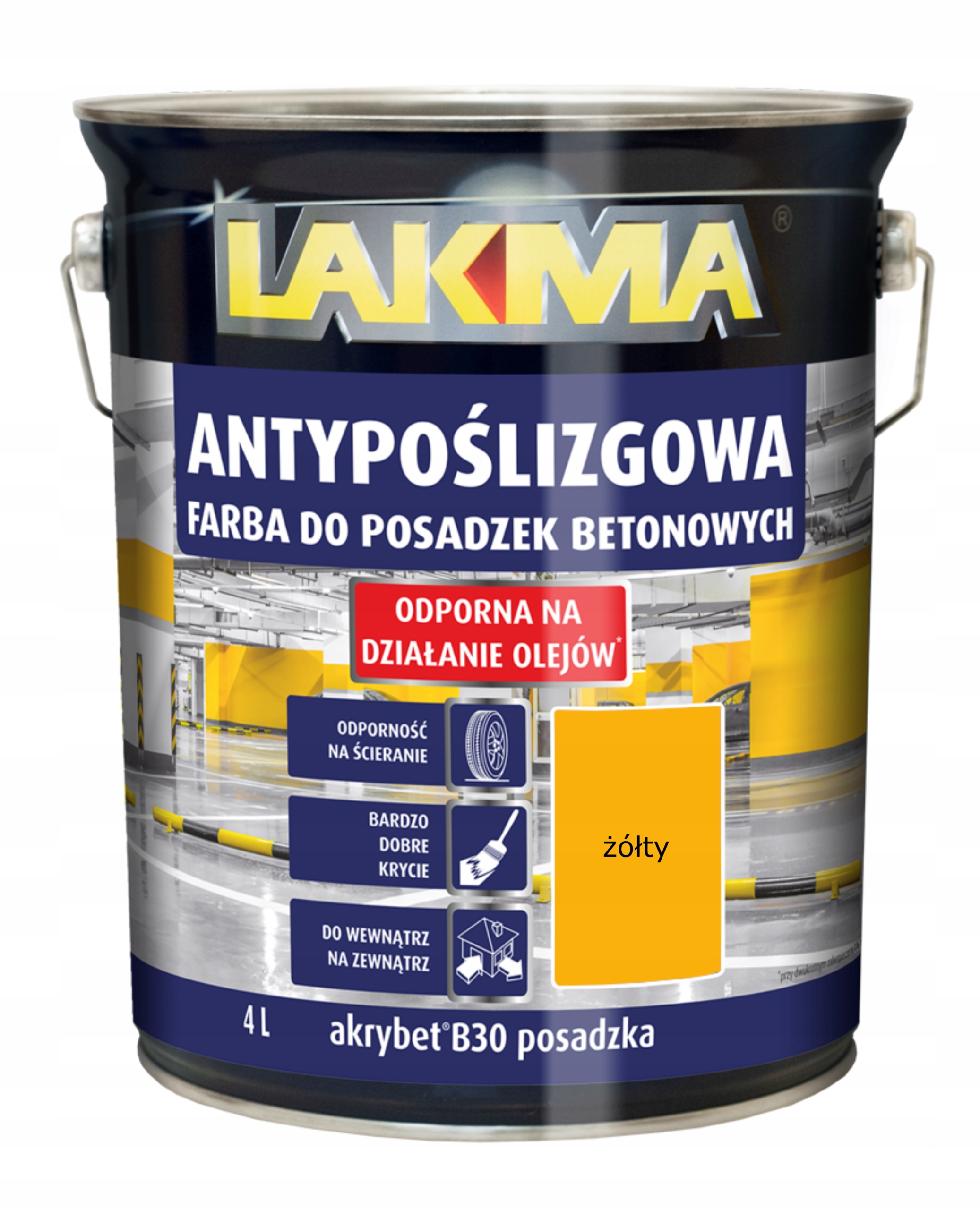 Lakma Akrybet B30 Farba do Betonu Posadzki Betonowej Akrylowa Mat Żółta 4L