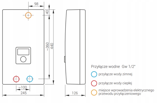 ELEKTRYCZNY PODGRZEW.WODY KOSPEL PPE3 09/12/15kW Zakres klas efektywności energetycznej A+++ - G