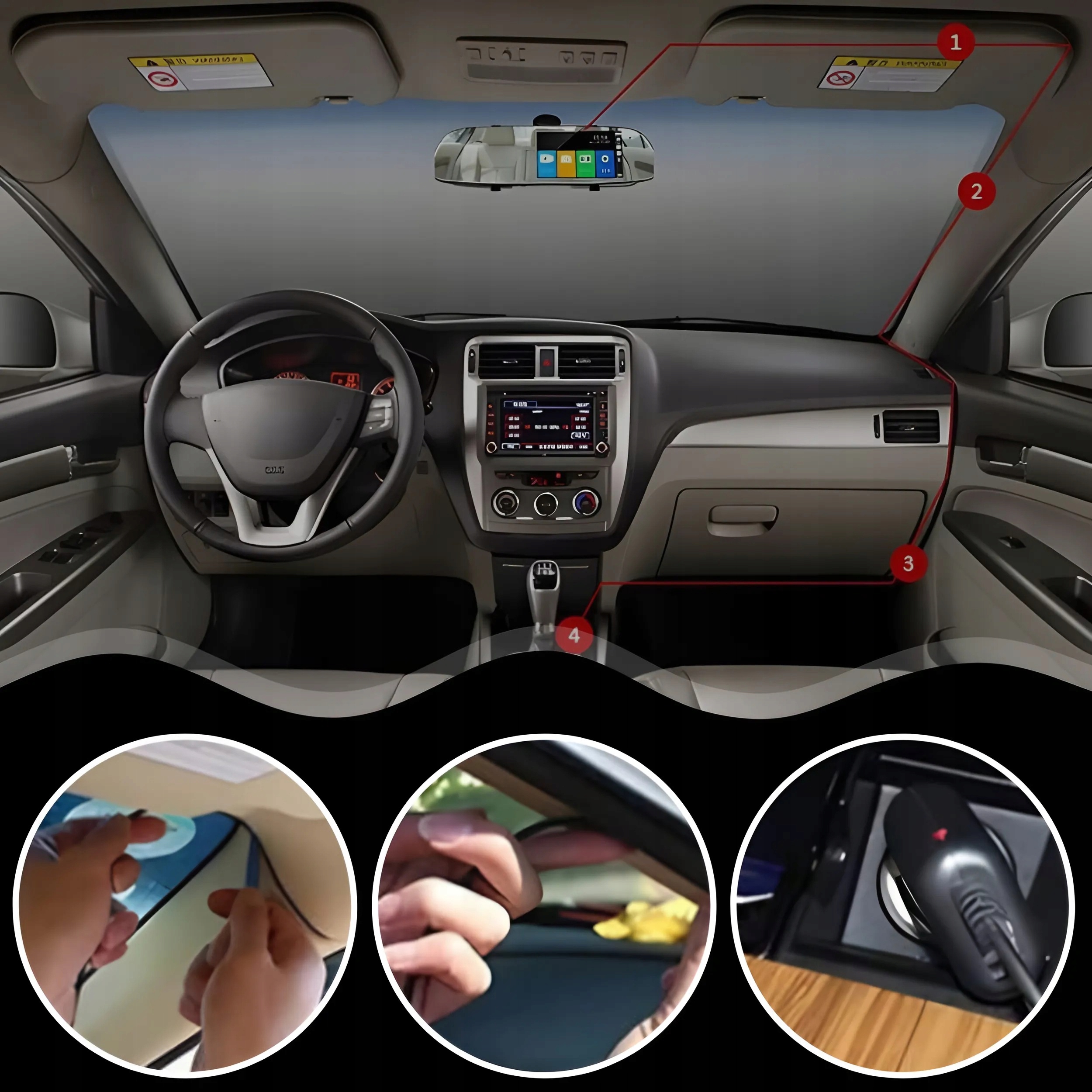 WIDEOREJESTRATOR LUSTERKO KAMERA SAMOCHODOWA Kąt widzenia 170°