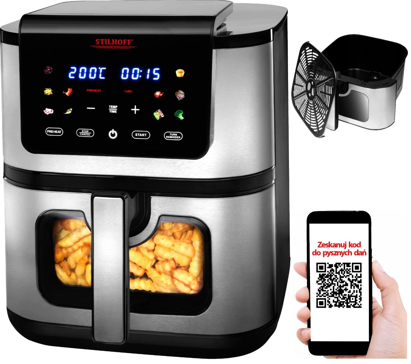Beztuková fritéza air fryer Stilhoff 8,5L velká fritéza