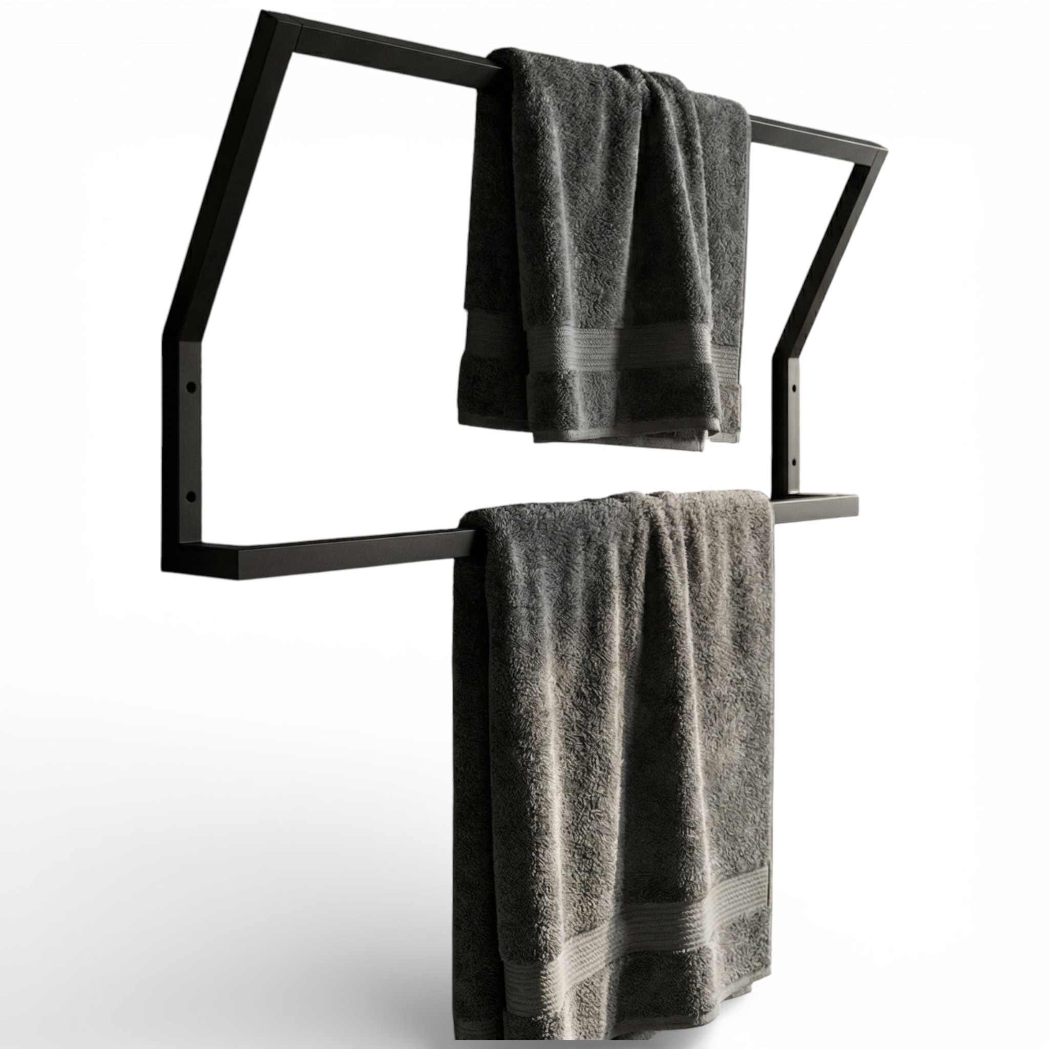 Věšák na ručníky do koupelny Držák černý Loft 80 cm