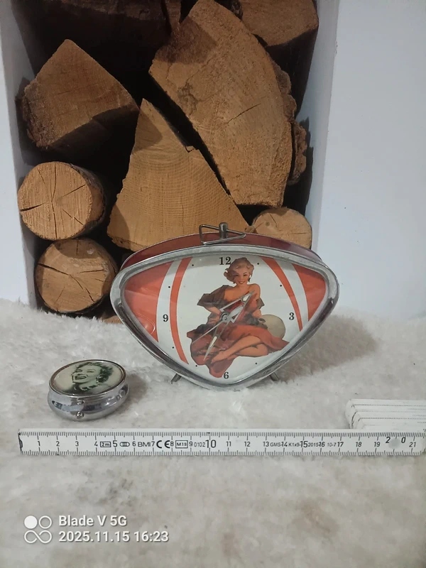 Vintage zegar budzik plus puzderko lata 80 Merlin Monroe