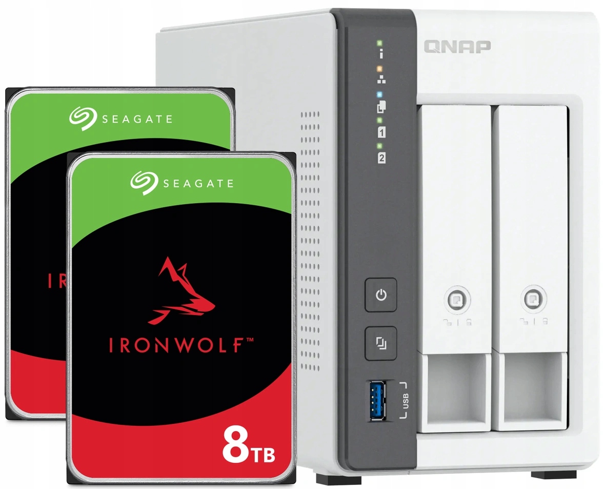 Nas server Qnap TS-216G 4GB Ram 16TB Hdd (2x8TB) IronWolf 2.5GbE Lan