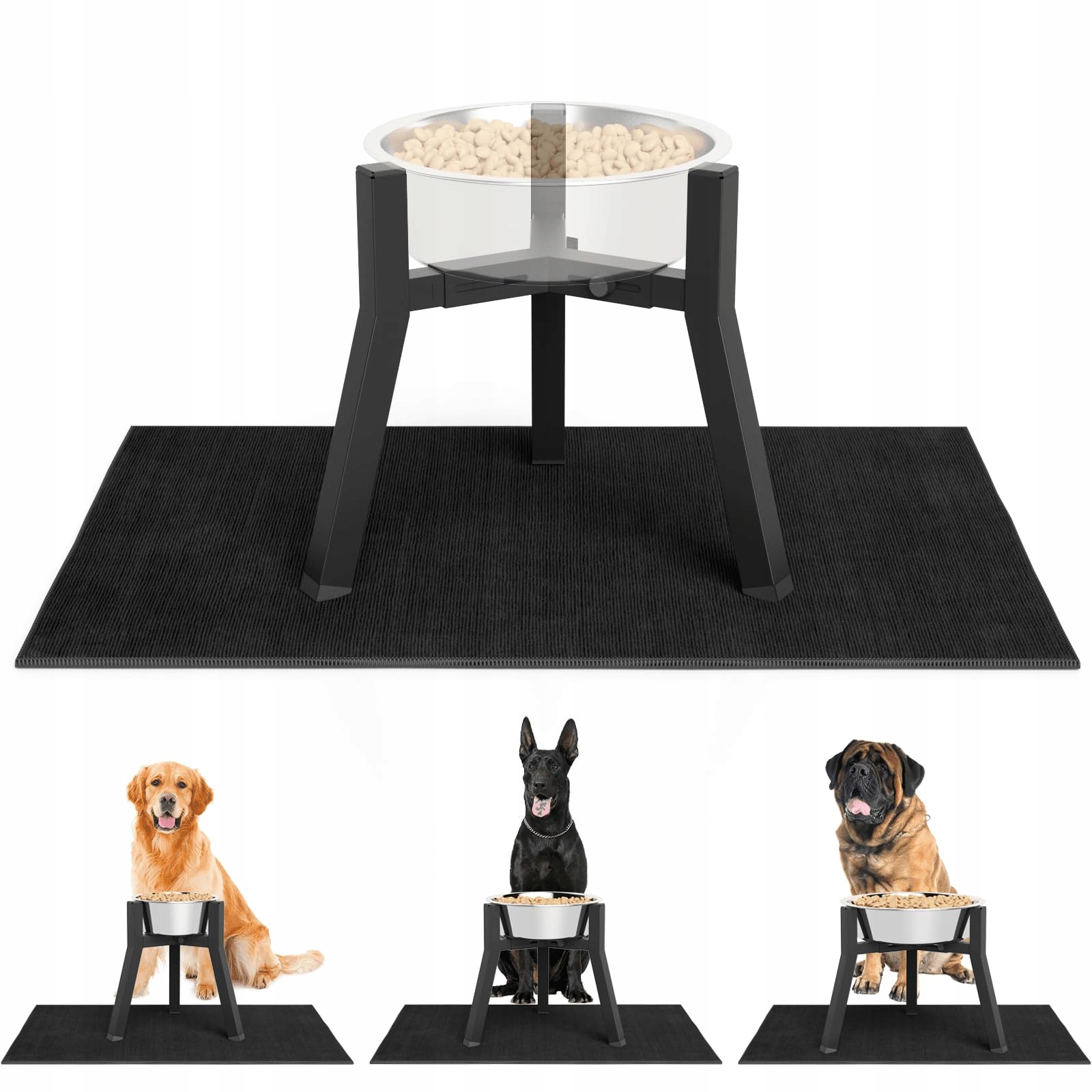 Levně Adengl Stojan na Misky pro střední psy, nastavitelný s podložkou bez žmolků