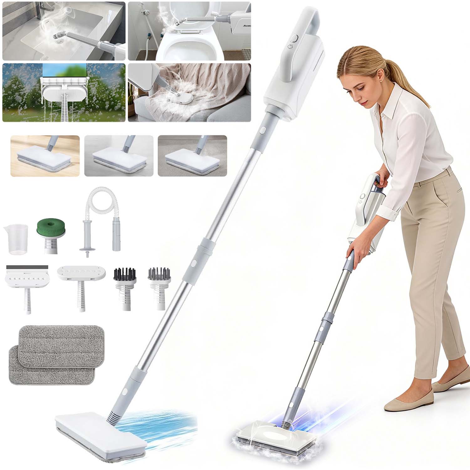 Parní Mop Parní Čistič 1500 W 350 ML Akcesoria Možnost Nastavení Úhlu