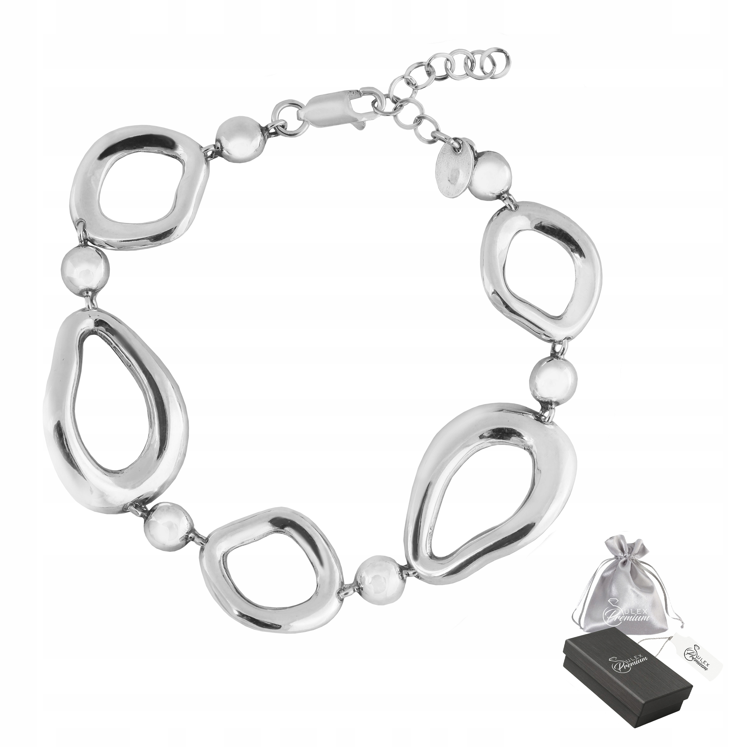 Stříbrný náramek ryzost 925 , Elegantní prolamovaný vzor, nepravidelný tvar