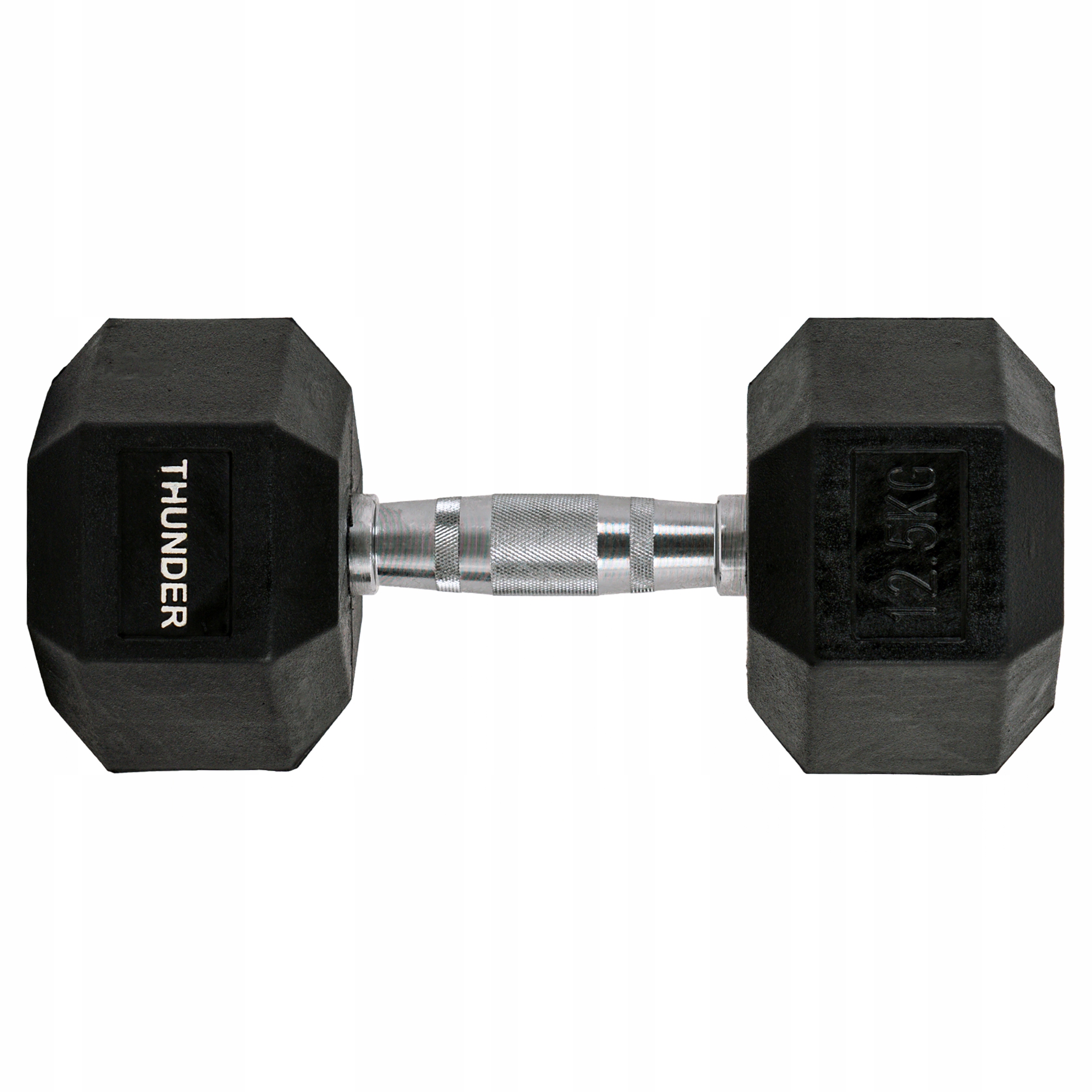 Hantla hexagonalna 12,5kg hex solidna hantelka gumowana czarna do treningu