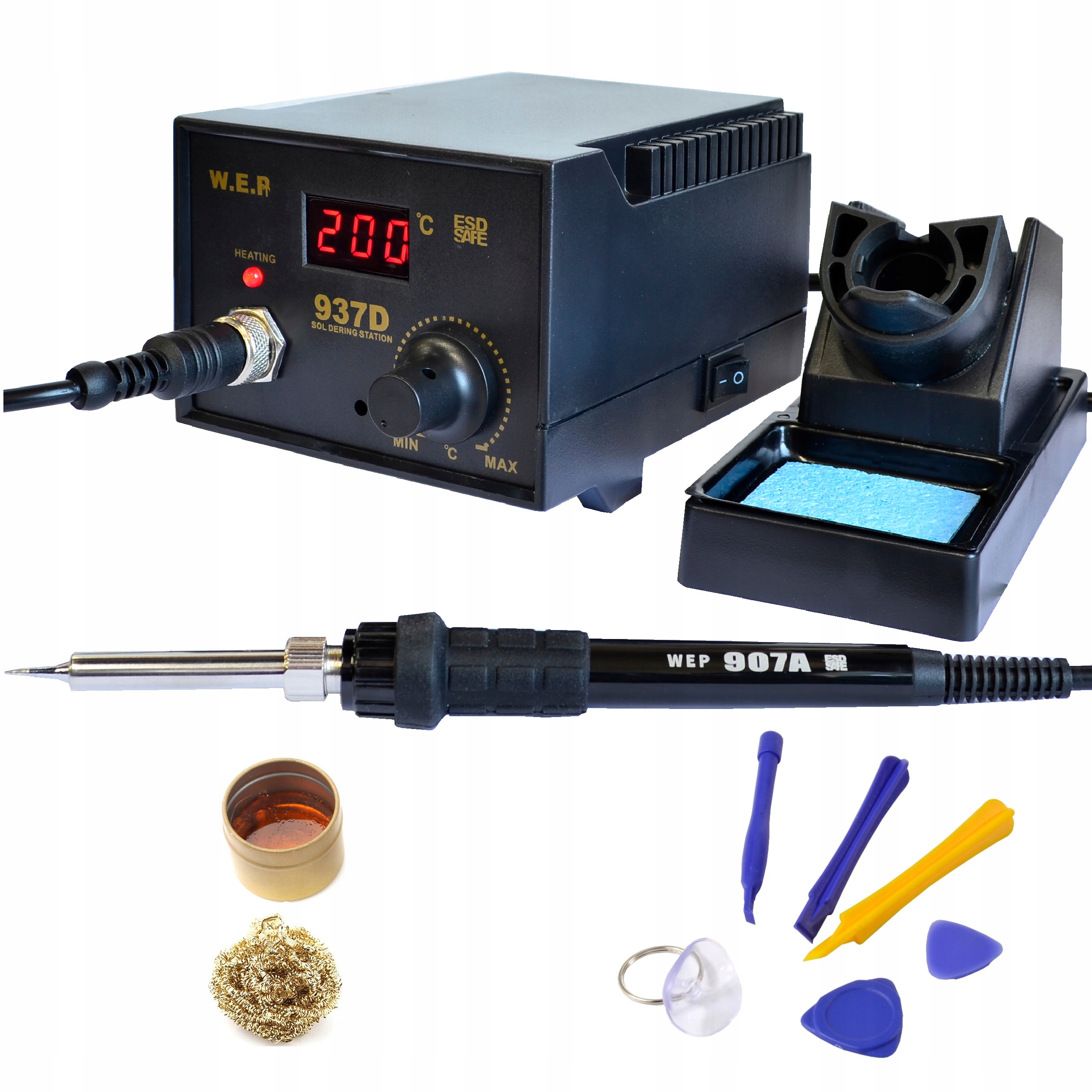 Stacja lutownicza grotowa Hotair Wep 937D 60W Led Kalafonia, czyścik