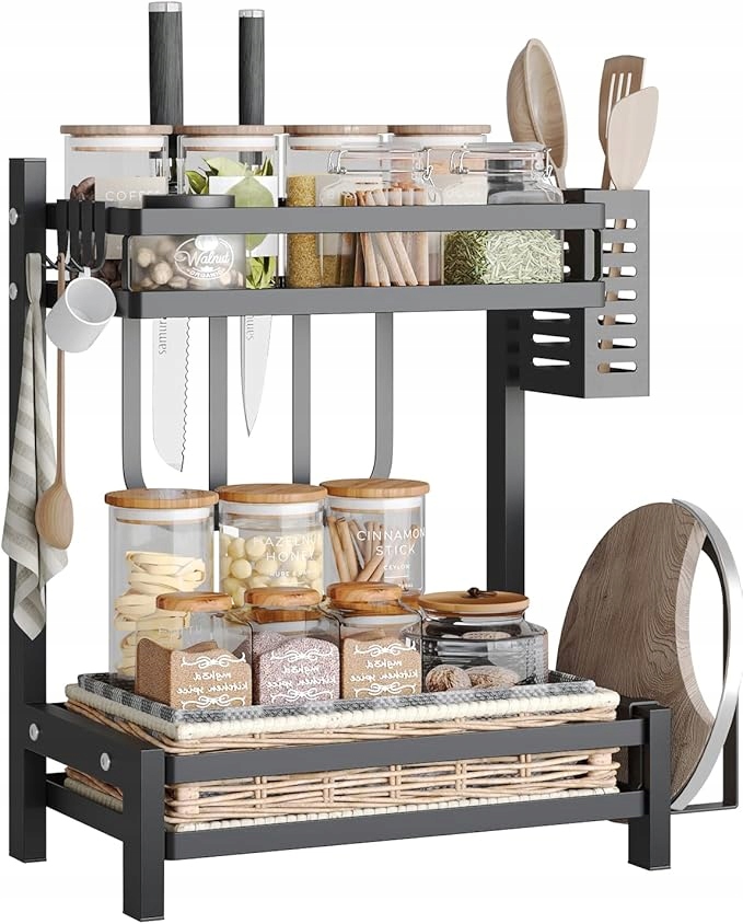 Multifunkční Stojan Na Koření 2 Úrovně, Organizér Z Oceli