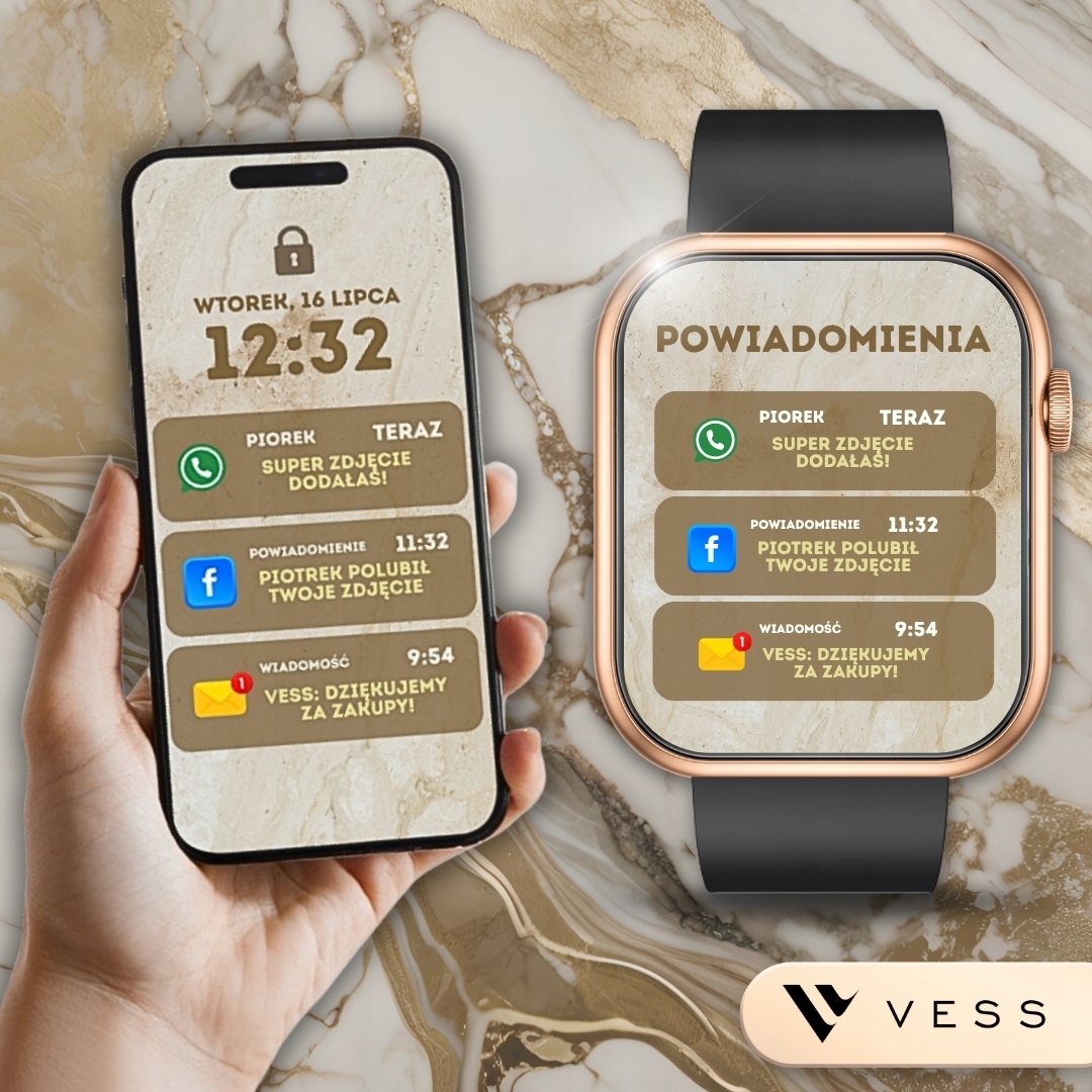 SMARTWATCH ZEGAREK DAMSKI ZŁOTY WODOODPORNY SMS ROZMOWY PL MENU + 4 PASKI Certyfikaty zgodności CE WEEE