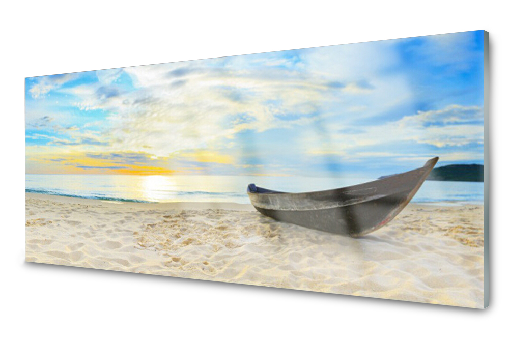 

Panel szklany do kuchni Łódka Plaża Morze 125x50