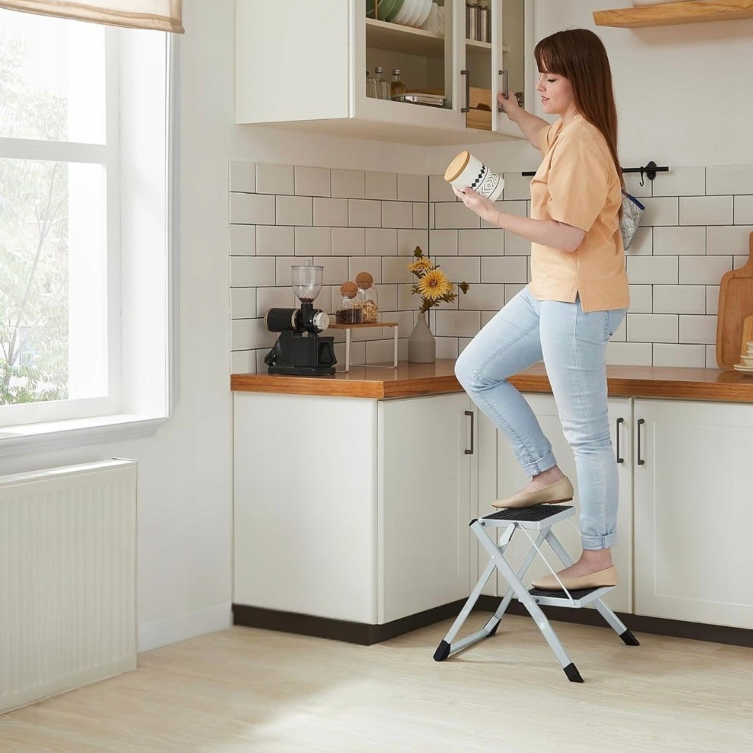 Skládací Domácí Žebřík Žebřík Plošina Mobilní Do Domu Kuchyně 2 Schůdky!
