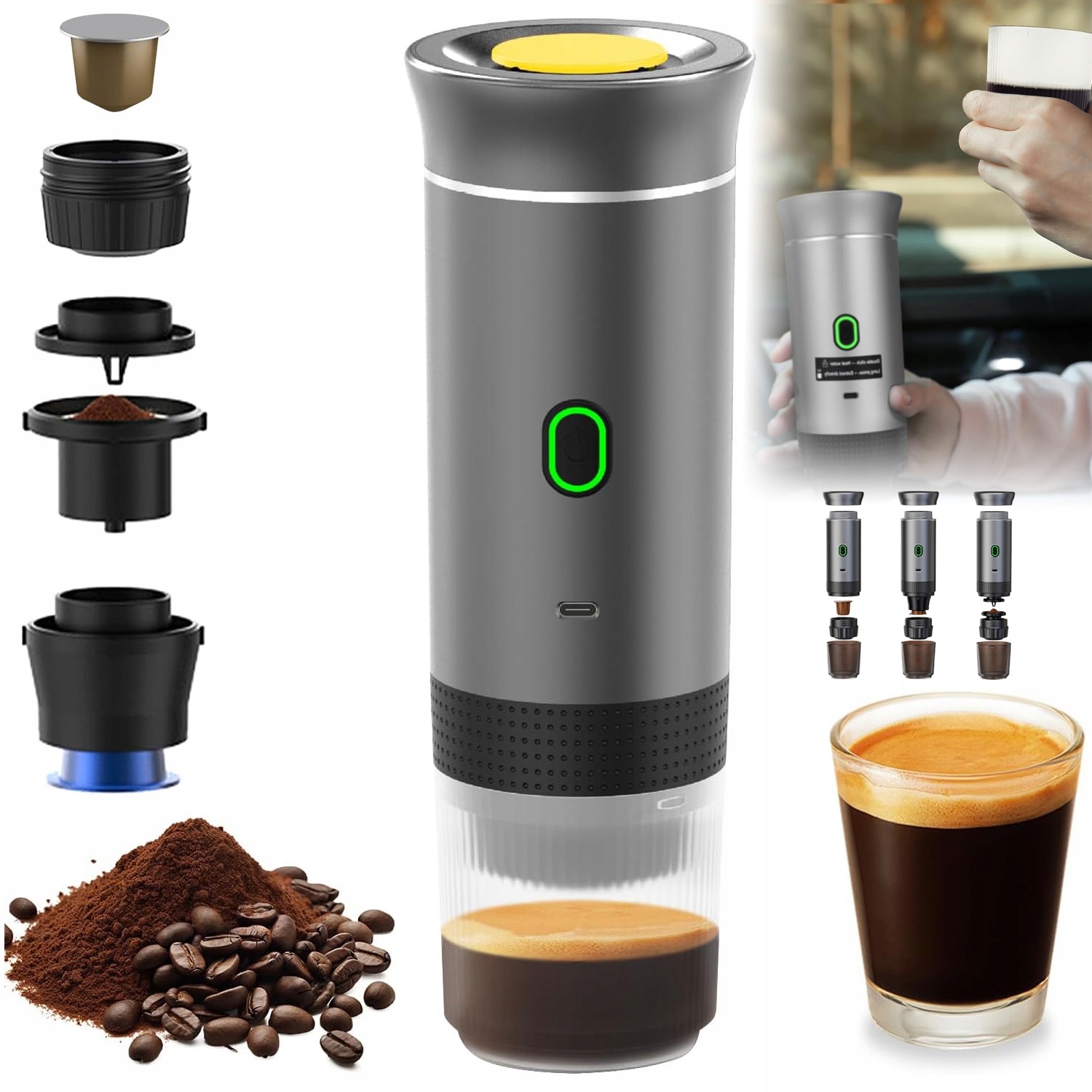 Přenosný Kávovar S Baterií Oživeno 60 ML Akumulátor 7500MAH