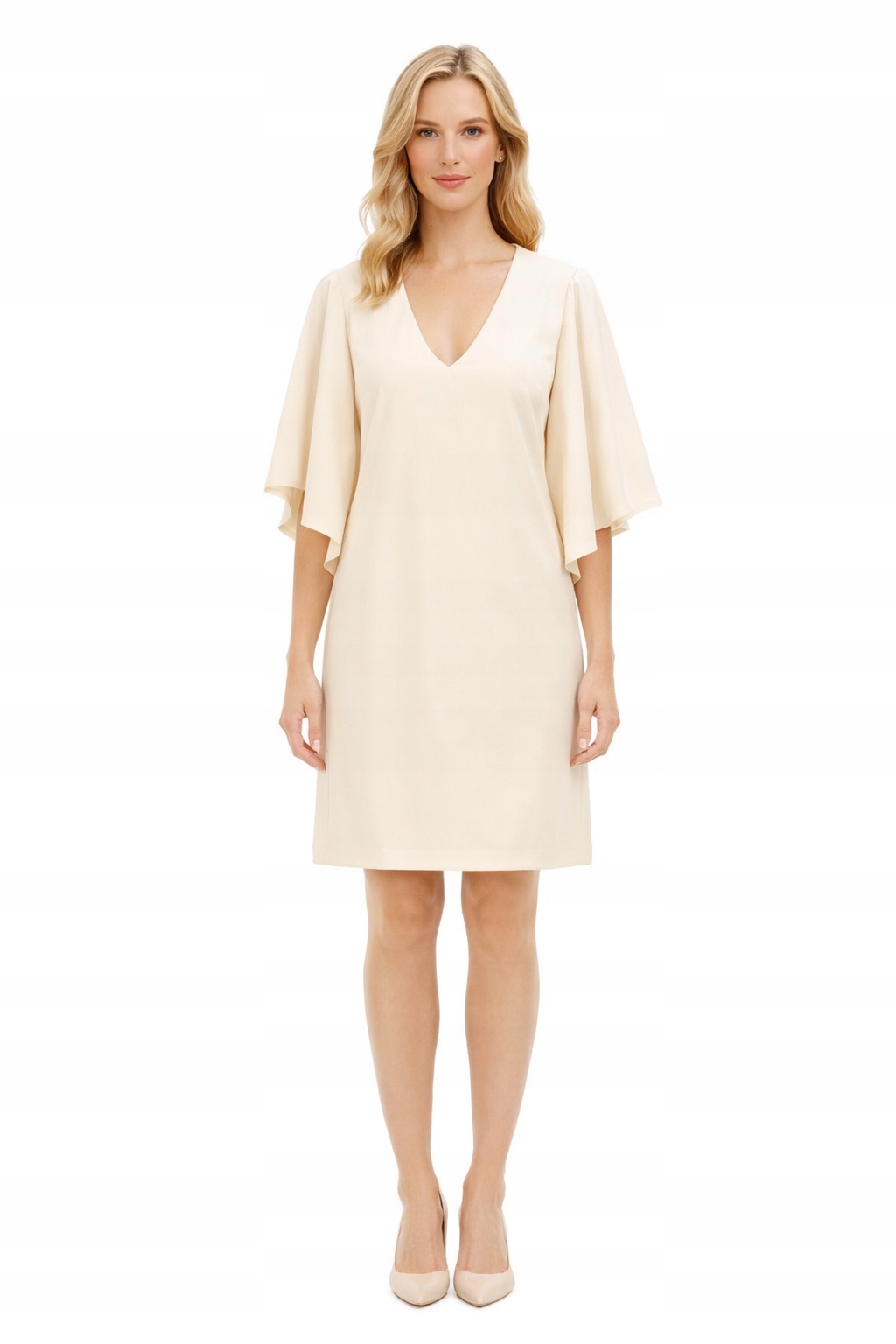 Ralph Lauren Krémová Šaty S Volánky A Výstřihem V 40 I1K