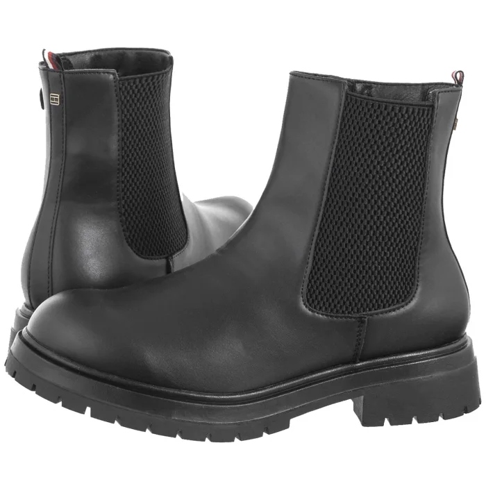 Klasické boty Kotníkové Boty Tommy Hilfiger Chelsea Boot Black T3A5 Černé
