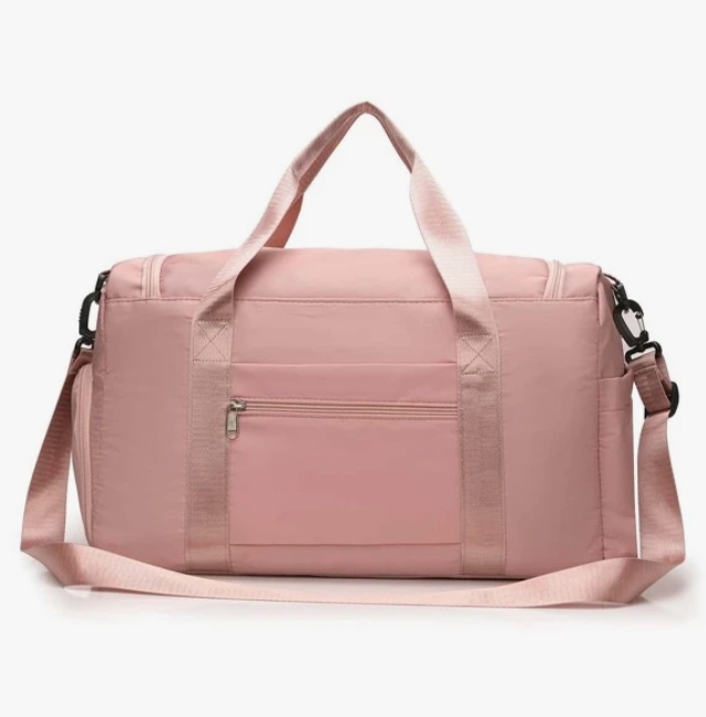 TORBA SPORTOWA DAMSKA RÓŻOWA Z PASKIEM 1M4A Wzór dominujący bez wzoru