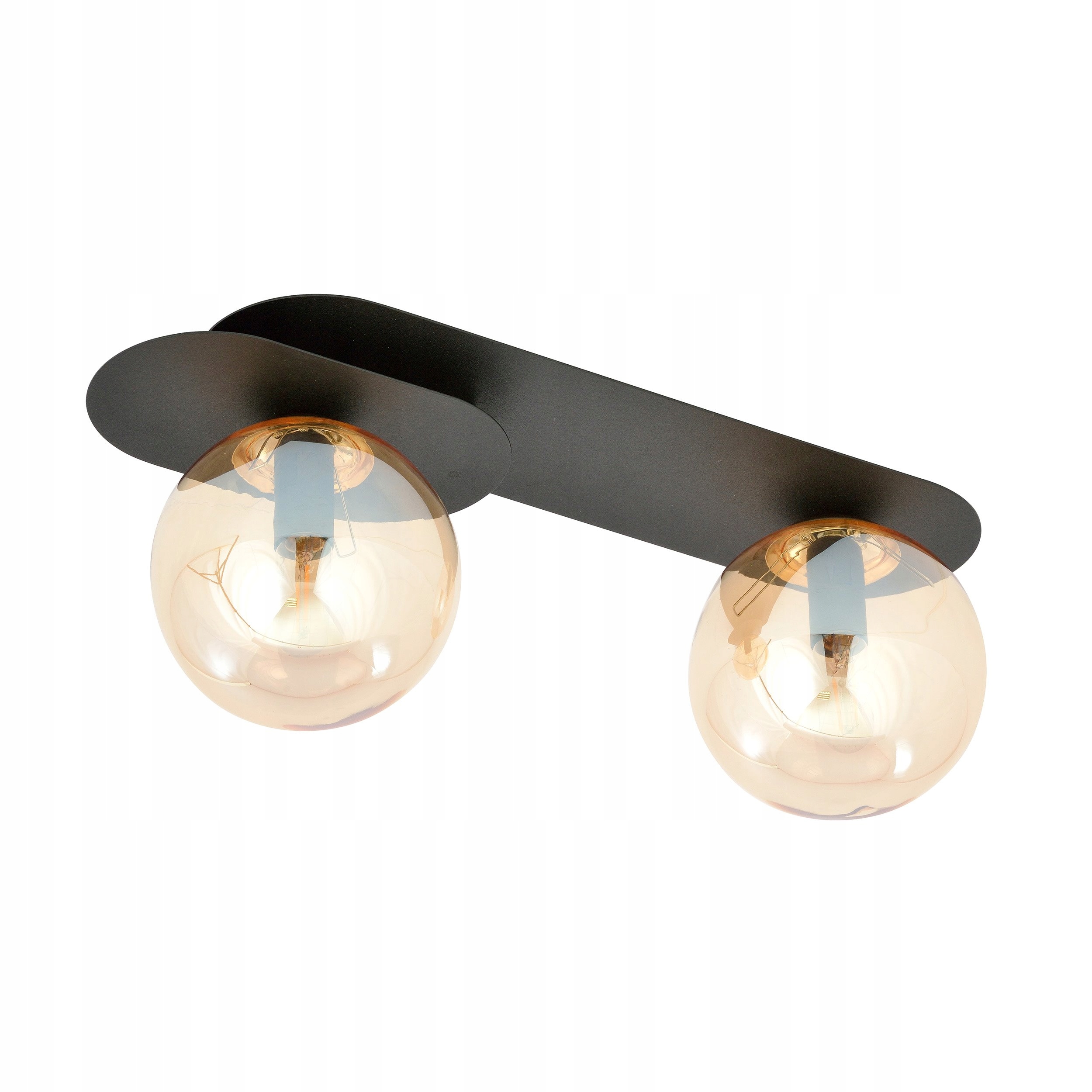 Čierna stropná lampa Neli s jantárovými tienidlami 2x E14, moderná
